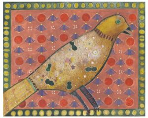 Pedro Golden Bird 24" x 30", Original Mixed Media Painting