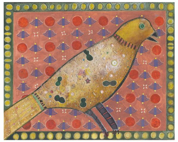 Pedro Golden Bird 24" x 30", Original Mixed Media Painting