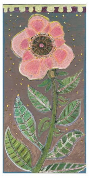 Ingrid, Pink Petals Flower, Original Mixed Media Painting