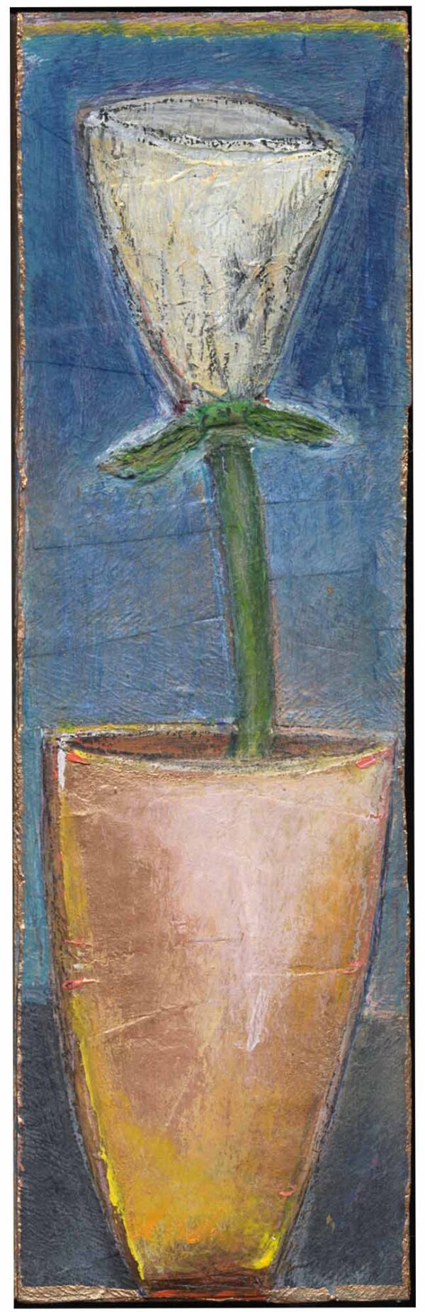 Camille, Flower Gold Vase Small Original Mixed Media Painting