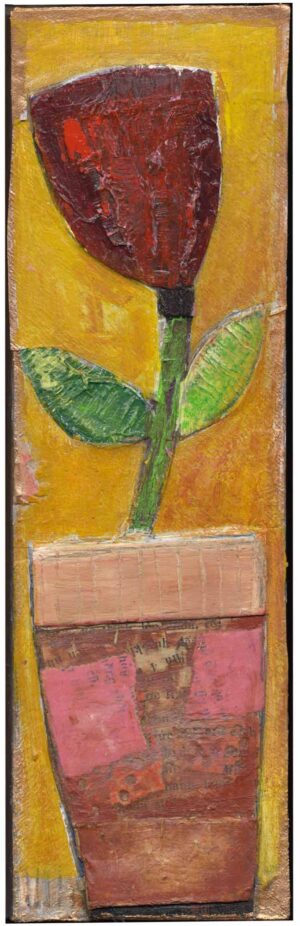Lilla, Flower Patchwork Vase Small Original Mixed Media Painting