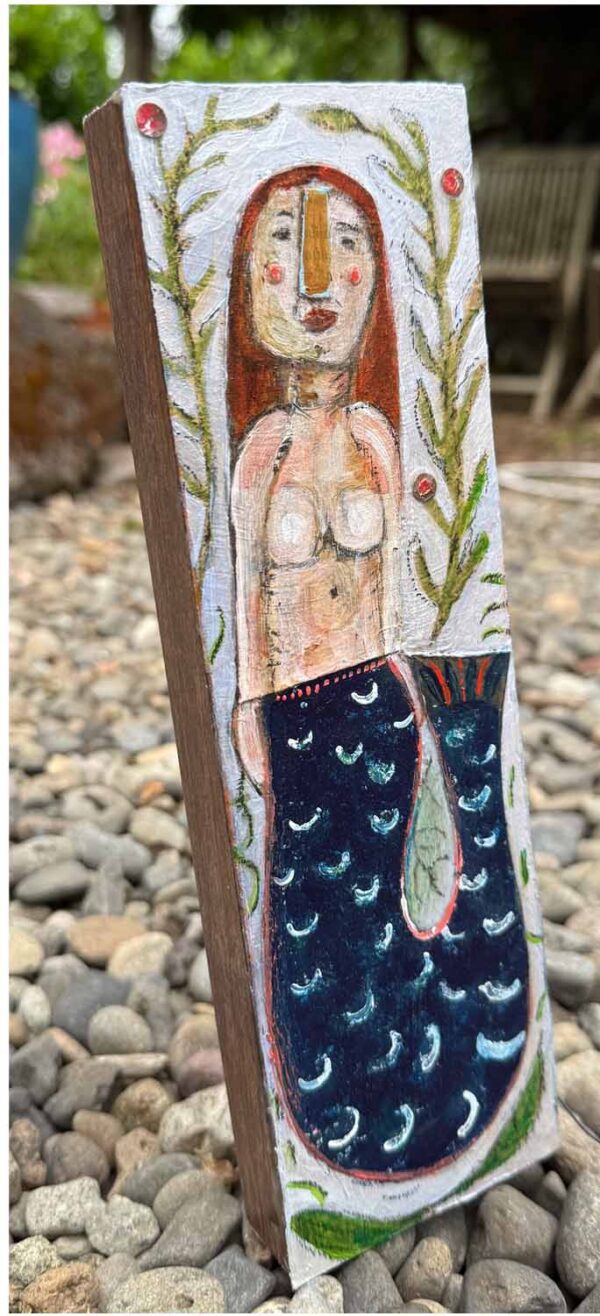 Willa, Mermaid Original Mixed Media Small Painting - Image 2