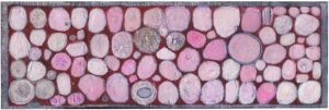 Pink Circle Orbs  Original 12" x 36" Mixed Media Painting