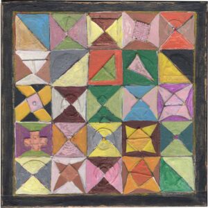 Quilt "Mixtape 1", Original 12" x 12" Mixed Media Painting