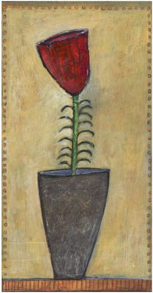 Red Flower Vase Tess 12" x 24" painting