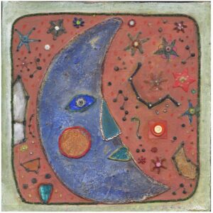 Moon Blue Bead Sky 12 x 12 painting