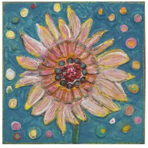 Emily Flower 5" x 5" painting on wood