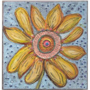 Miri Yellow Flower 5.5" x 5.5" painting on wood