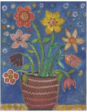 Flowers Vase Rachel Blue 16" x 20" Original Painting