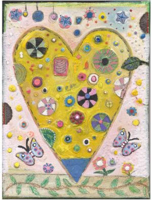 Marla Yellow Heart 6" x 8" Original Painting